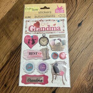 Crafters Square Stickers 11 Pc Paper Crafts Scarpbooking Grandma Love Family